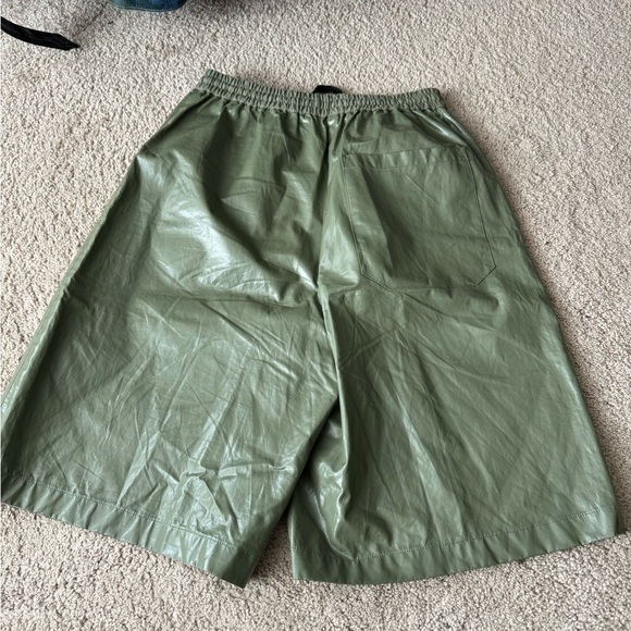 Rachel Comey- Olive Green Waxed Linsley Long Length Drawstring Shorts - Picture 10 of 10